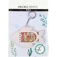 Fish-shaped keychain with colorful interior on a white background