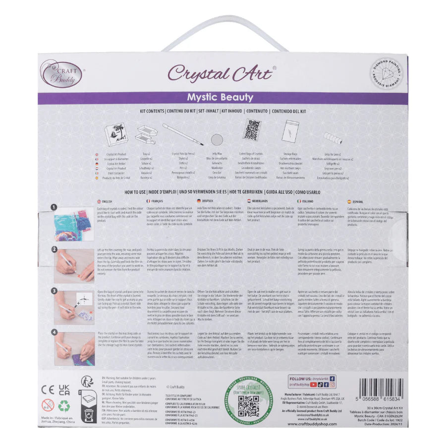 Crystal Art Canvas Kit 30x30cm - Mystic Beauty