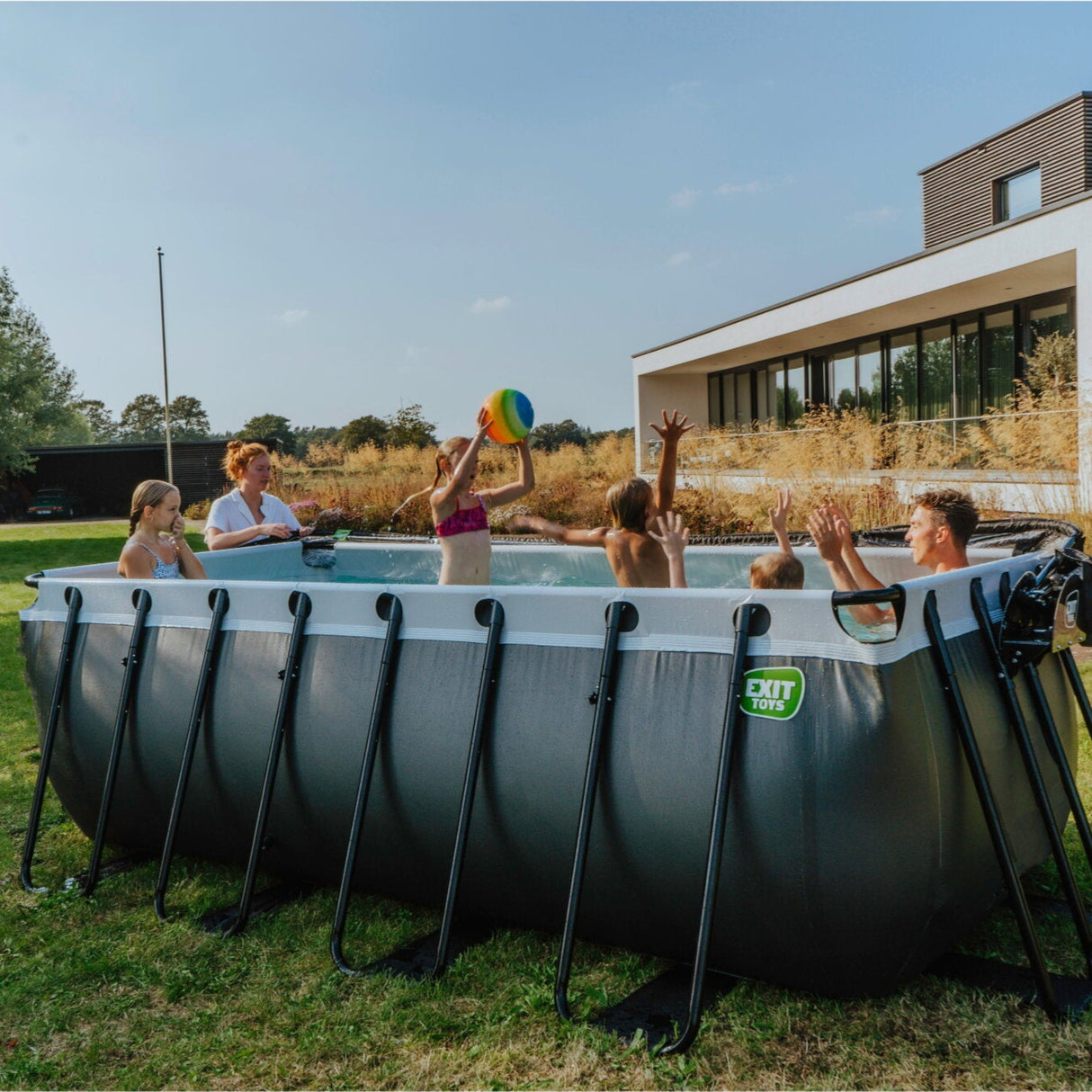 No Cover Exit 4M Black Leather Frame pool outside