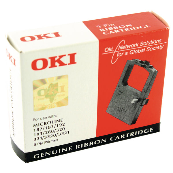 Oki Fabric Ribbon Cassette For Microline 182/183/192/193/280/320/3320/3321 Black 09002303