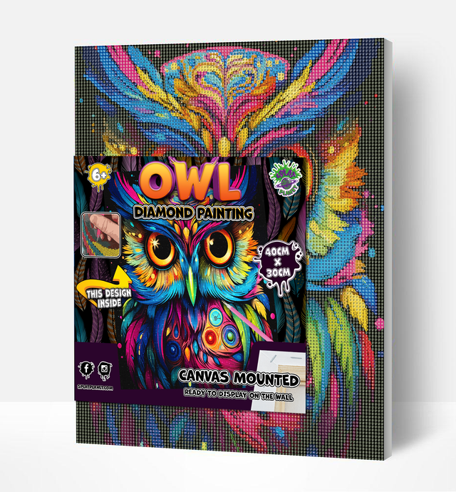 Owl Diamond Art Canvas Mounted Kit