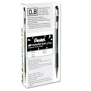 Pentel Hybrid Gel Grip K118 0.8mm Gel Pen - White