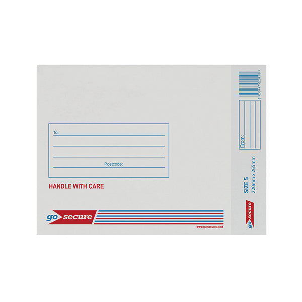 Go Secure Bubble Lined Envelope Size 5 220x265mm White (Pack of 20) PB02132