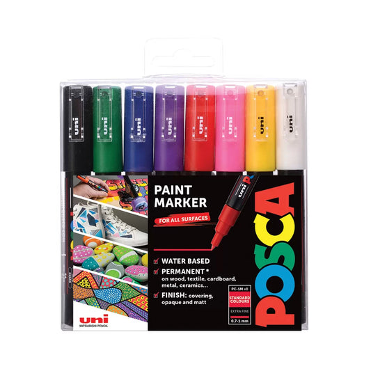 Posca PC-1M Extra Fine Tip Paint Marker - 8 Standard Colours