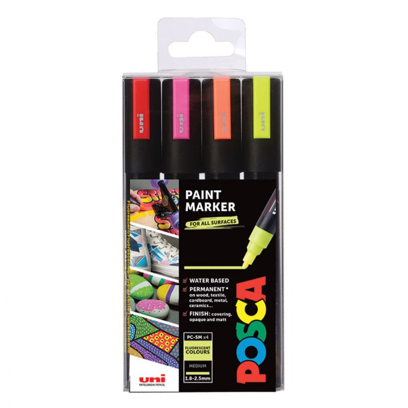 Posca PC-5M Wallet Of 4 Fluorescent Colours