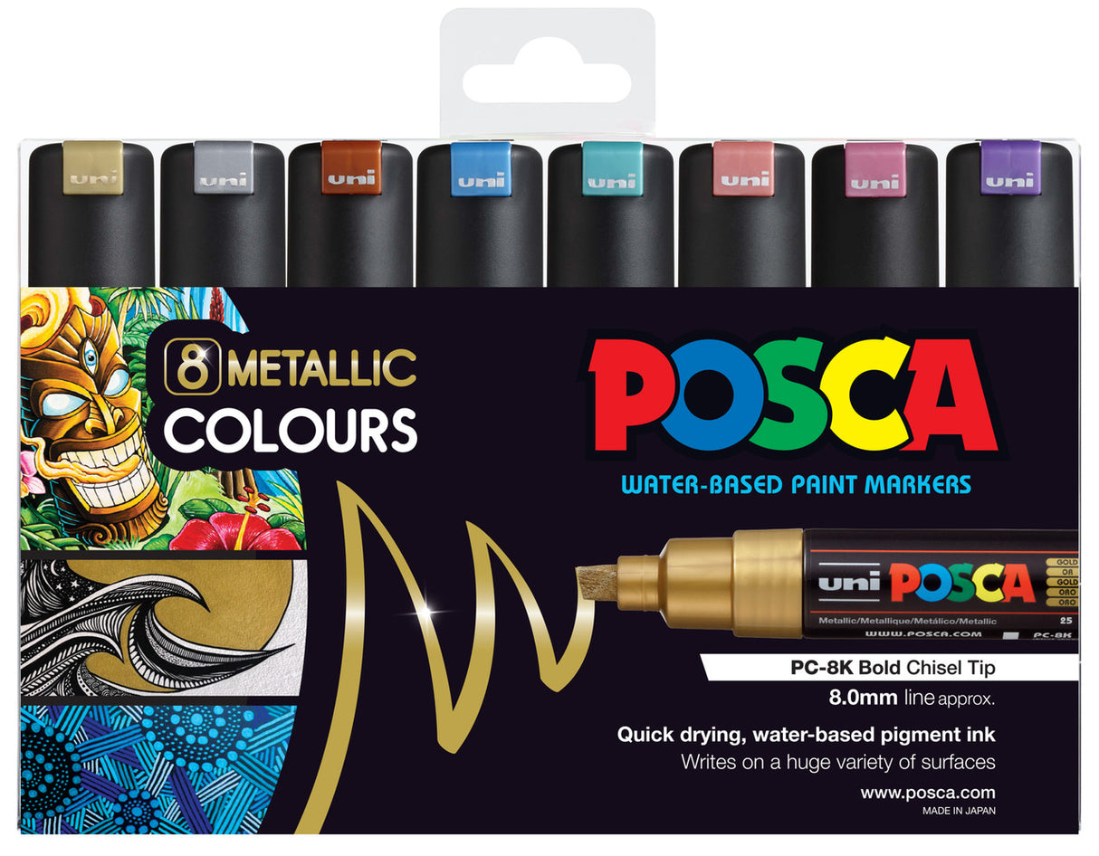 Posca PC-8K Marker Wallet Of 8 Metallic Colours