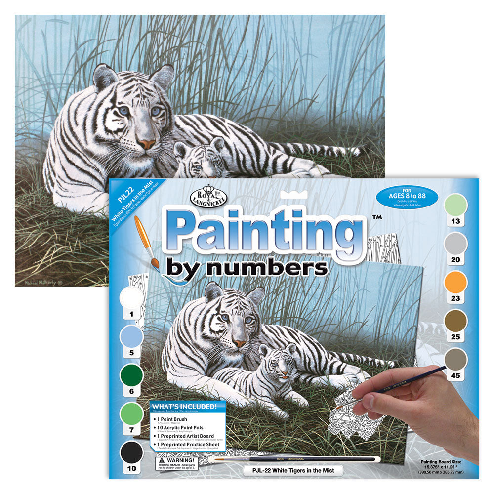 Painting By Numbers Junior Large - White Tigers in the Mist