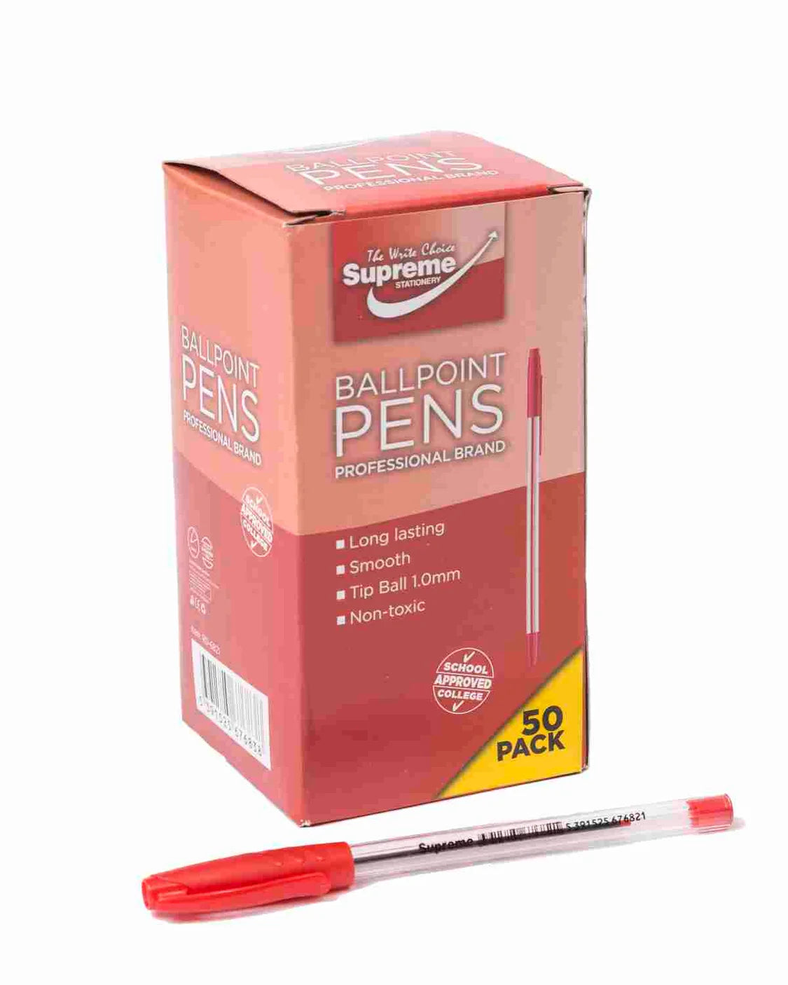 Supreme Stationery Biros Pall Point Pens  - Red (50 Box)