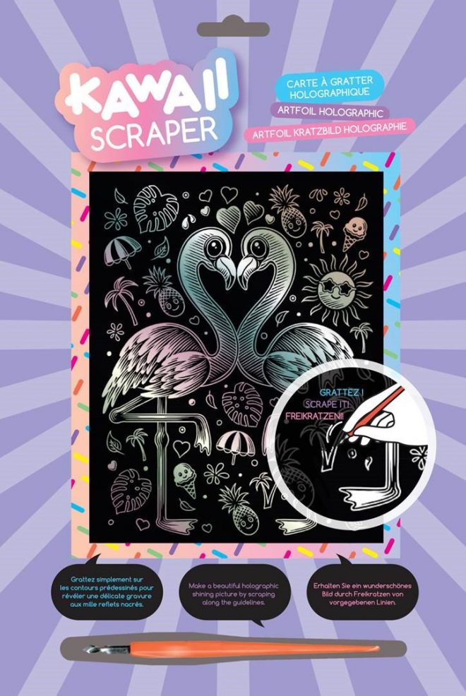 Artfoil Kawaii Scratch Art Holographic - Pink Flamingo