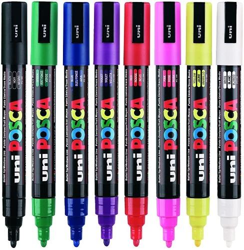 Posca PC-5M Wallet Of 8 All Surface Markers Standard Colours