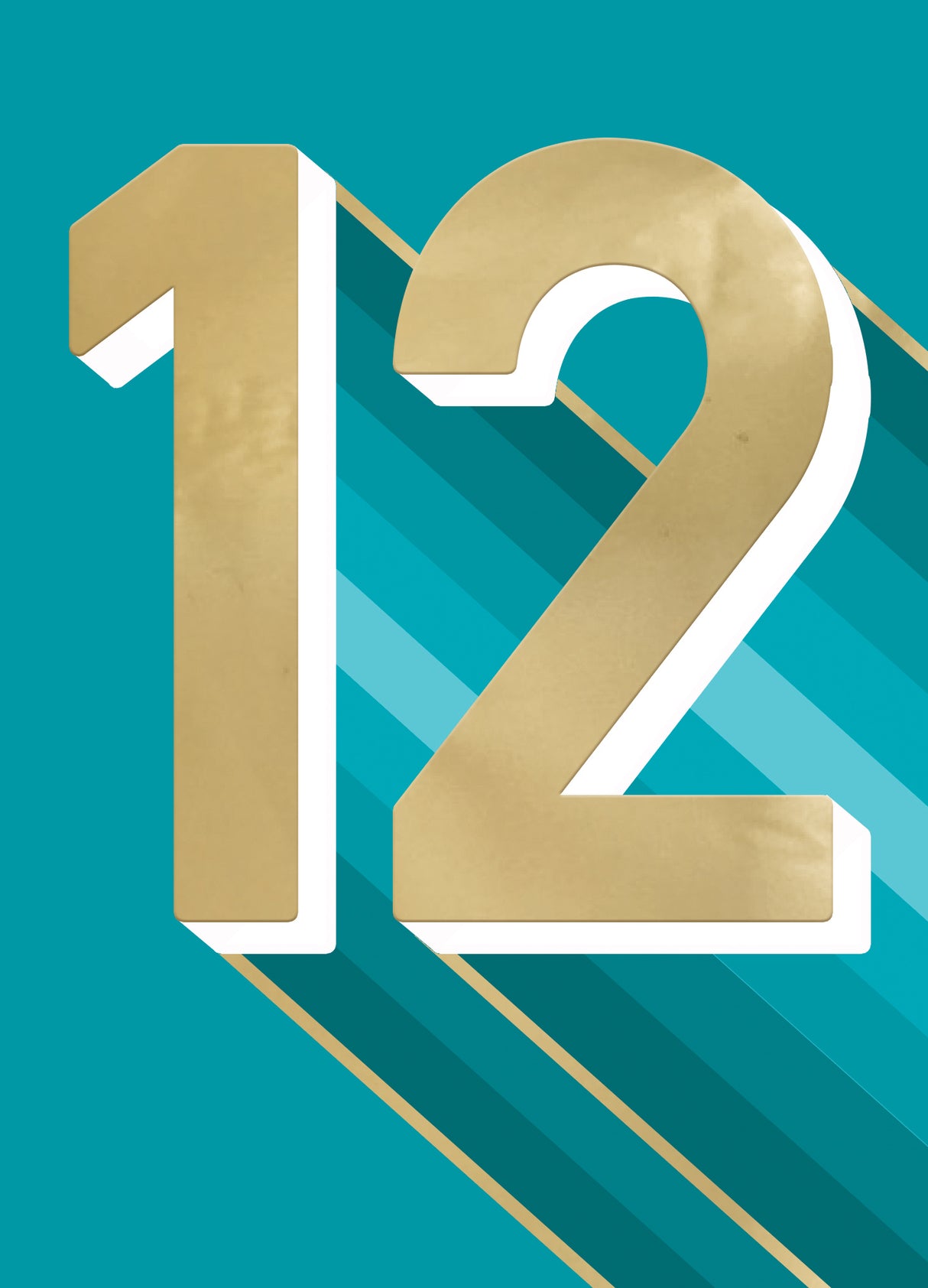 Happy Birthday Card Age 12 Rainbow 12 On Teal