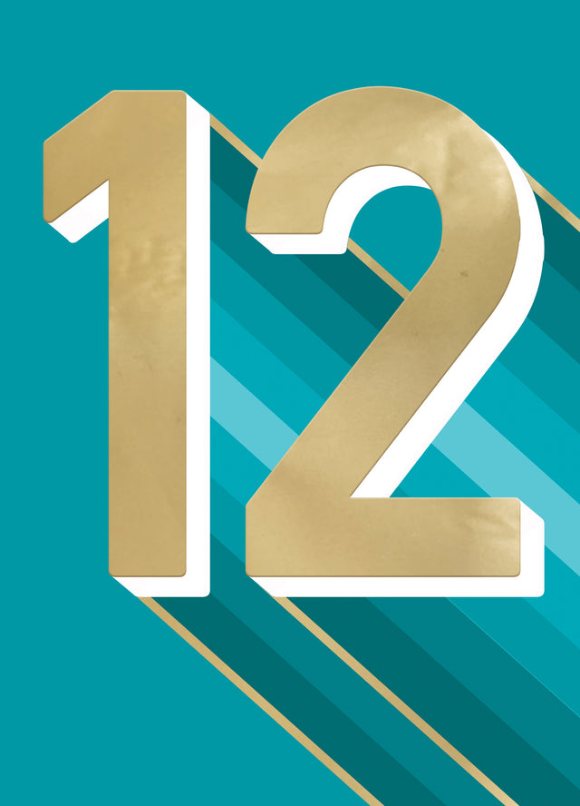 Happy Birthday Card Age 12 Rainbow 12 On Teal