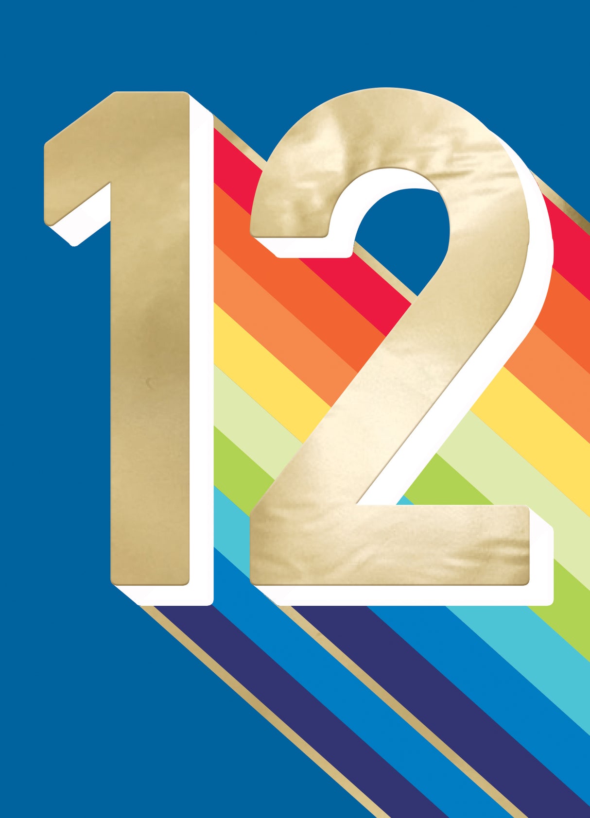 Happy Birthday Card Boy Age 12 - Rainbow 12 On Blue