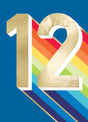 Happy Birthday Card Boy Age 12 - Rainbow 12 On Blue