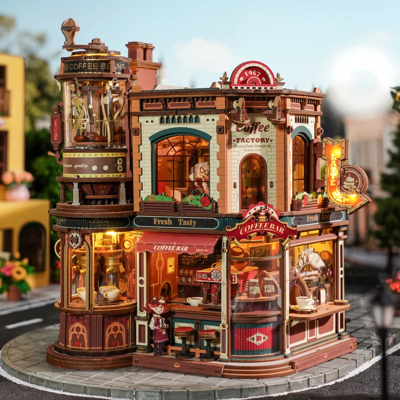 ROKR Music Box Wooden 3D Puzzle - Dream Coffee Factory