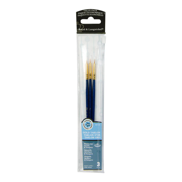 Golden Taklon Detail Brush Set (3 Peices)