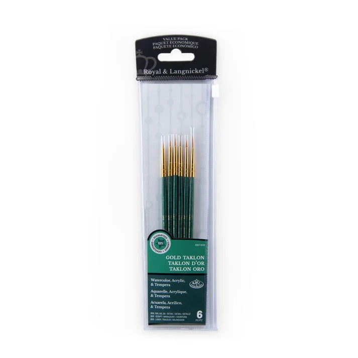 Royal & Langnickel Gold Taklon Detail Brush Set (6 Pieces)