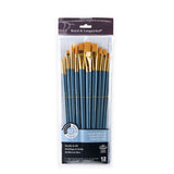 Gold Taklon Long Handle Brush Set (12 Pieces)