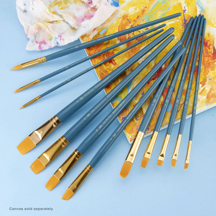 Gold Taklon Long Handle Brush Set (12 Pieces)