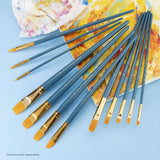 Gold Taklon Long Handle Brush Set (12 Pieces)