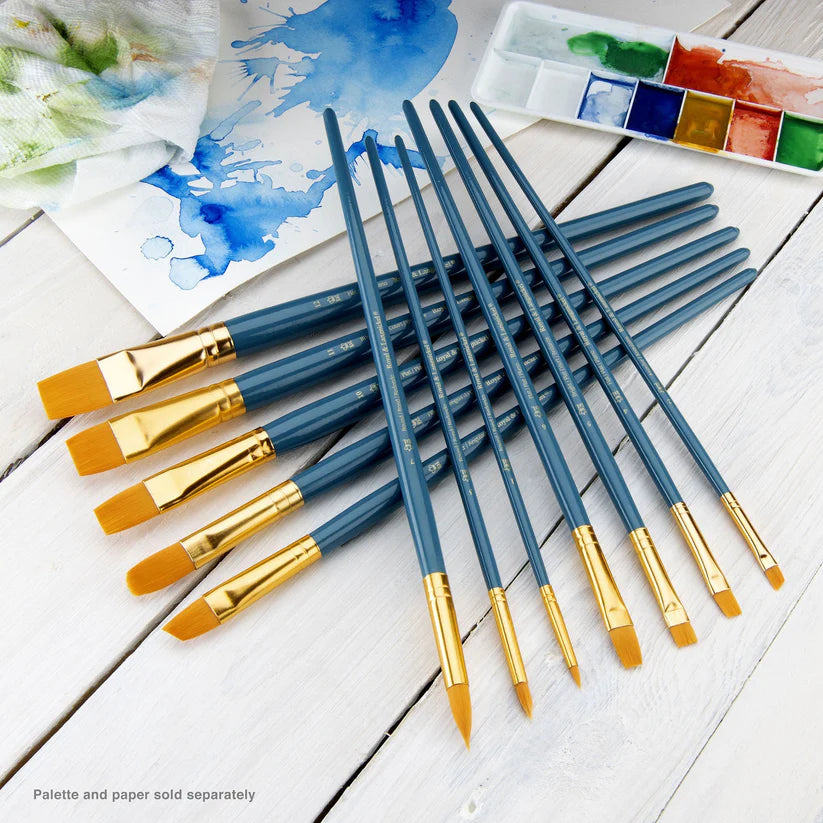 Gold Taklon Long Handle Brush Set (12 Pieces)