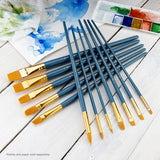 Gold Taklon Long Handle Brush Set (12 Pieces)