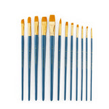 Gold Taklon Long Handle Brush Set (12 Pieces)