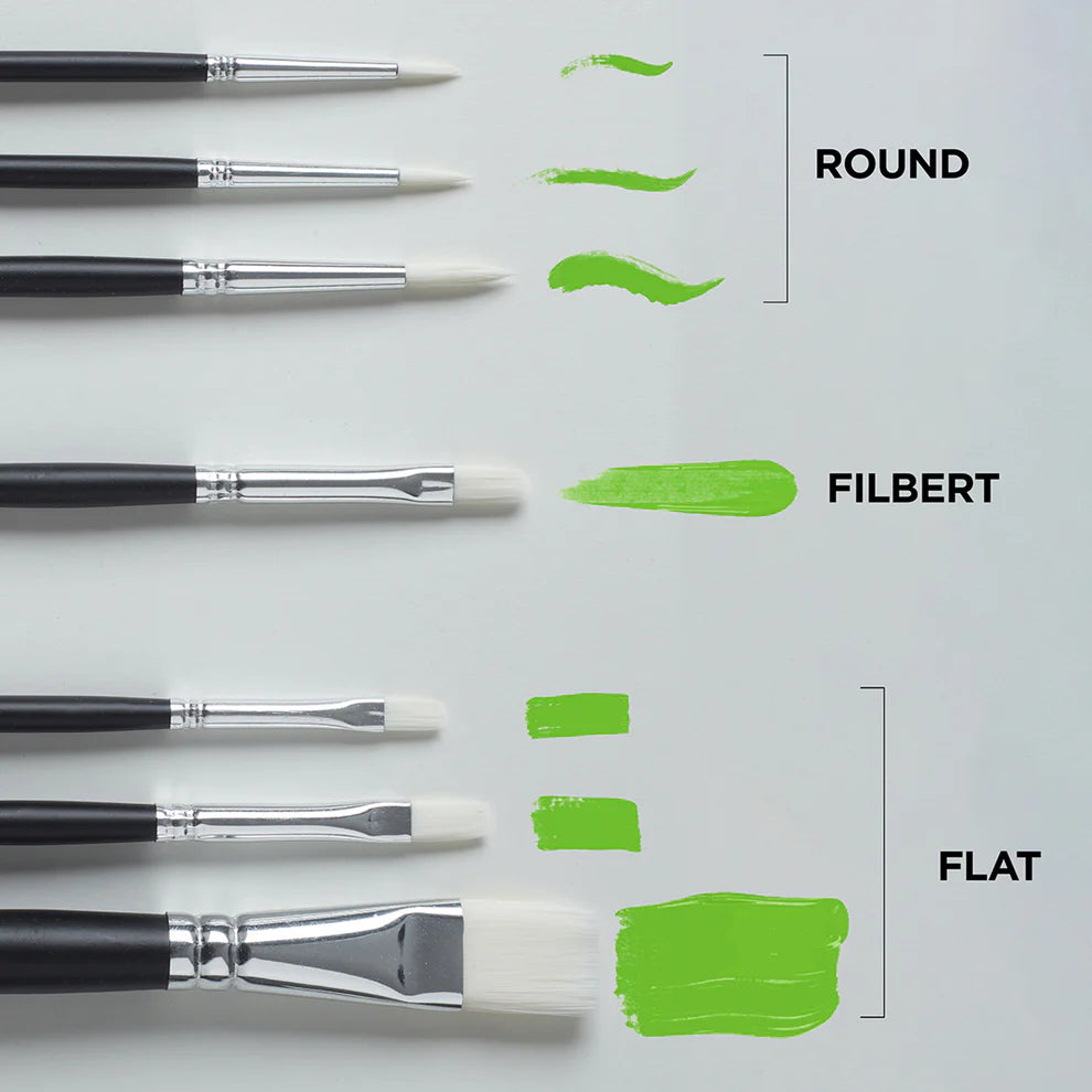 Reeves Acrylic Short Handle Brushes (Pack of 7)