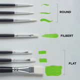 Reeves Acrylic Short Handle Brushes (Pack of 7)