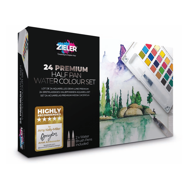 Zieler Easel 24 Watercolour Set - A3 Pad and Brush Set