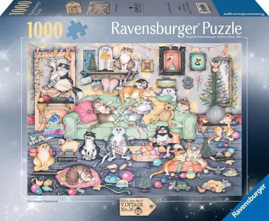 1000 Piece Jigsaw Puzzle - Crazy Cats Christmas Crackers