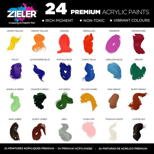 Zieler Acrylic Paint Set – 24x22ml Tubes