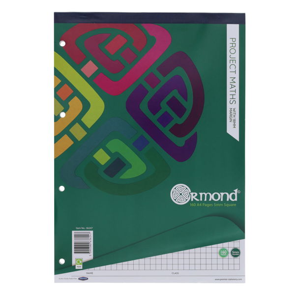 Ormond A4 160pg 5mm Square Project Maths Refill Pad