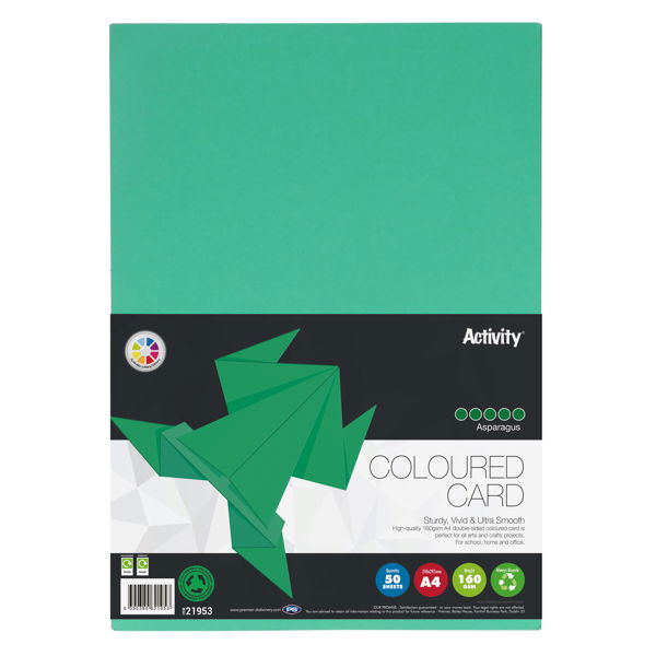 Premier Activity A4 160gsm Card - Asparagus Green (50 Sheets)
