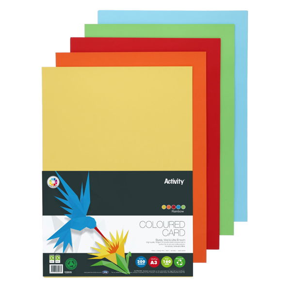 Premier Activity A3 160gsm Card - Rainbow (200 Sheets)