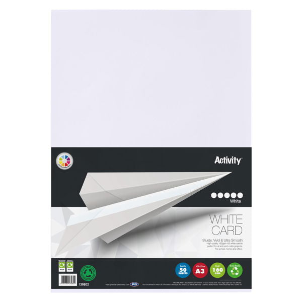 Premier Activity A3 160gsm Card - White (50 Sheets)