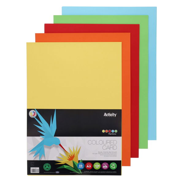 A3 160gsm Card - Rainbow (50 Sheets)