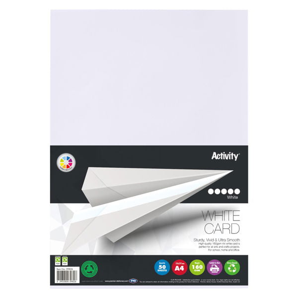 A4 Activity Card 160gsm - White (50 Pack)