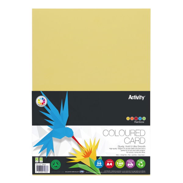Premier Activity A4 160gsm Card - Rainbow (50 Sheets)