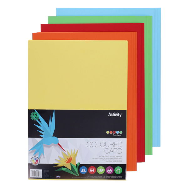 Premier Activity A4 160gsm Card - Rainbow (50 Sheets)
