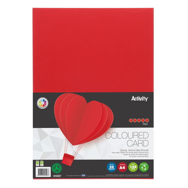 Premier Activity A4 160gsm Card - Red (50 Sheets)