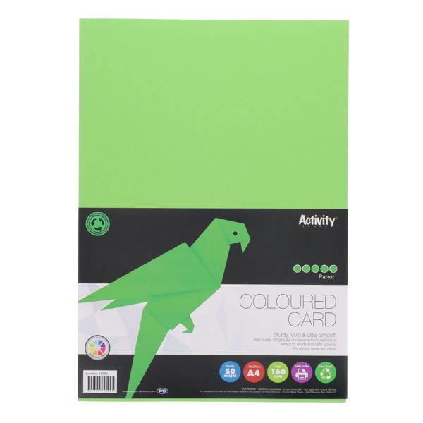 A4 160gsm Colour Card - Parrot Green (50 Sheets)