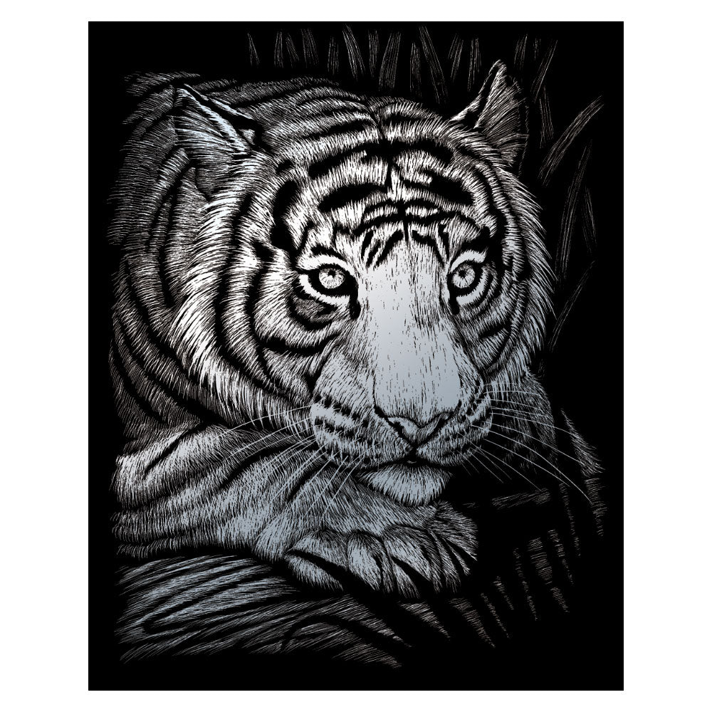 Engraving Art Silver Foil Set - White Tiger