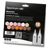 Spectrum Noir Illustrator Dual Tip Markers - Portrait (12 Pack)