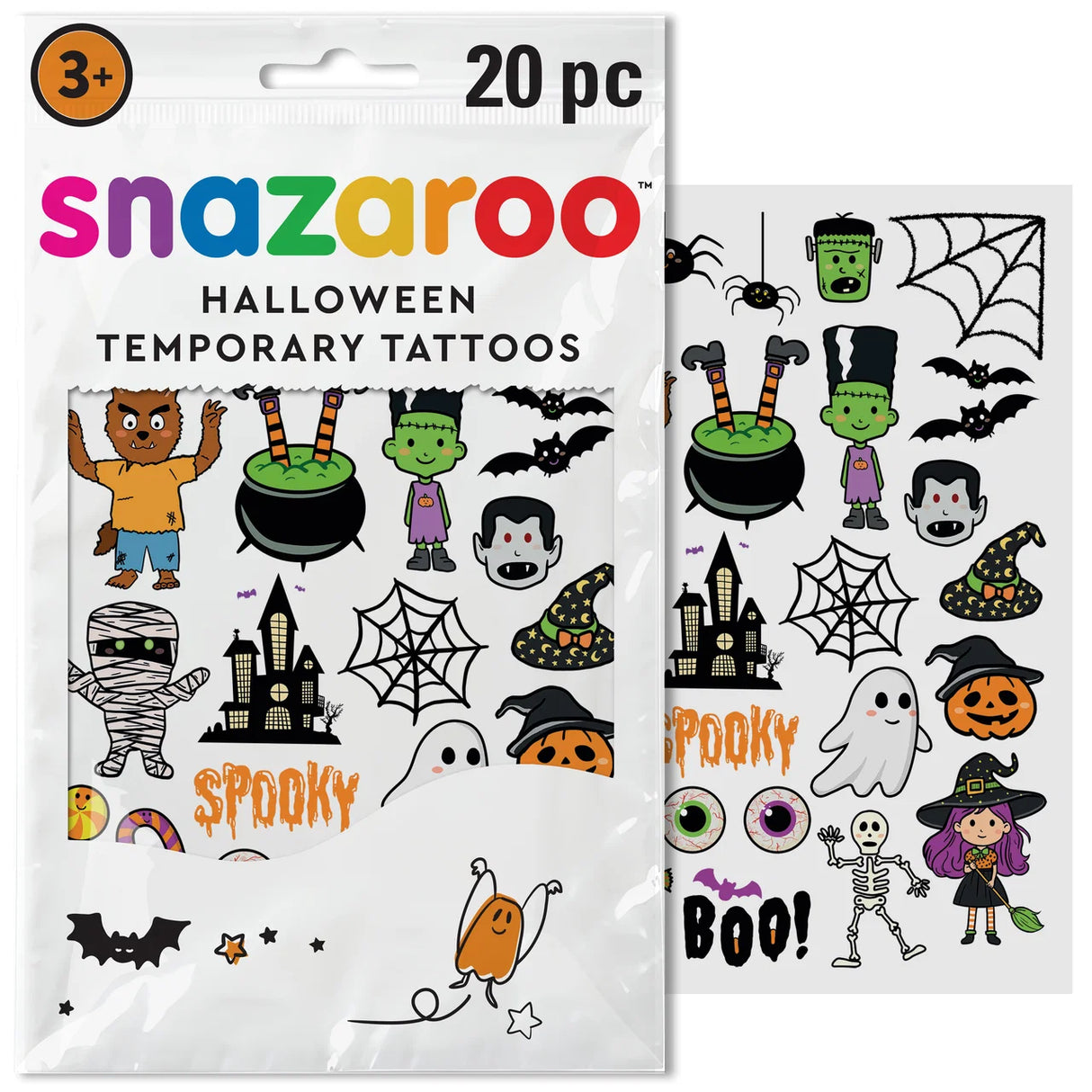 Snazaroo Cute Halloween Temporary Tattoos (20 Pieces)