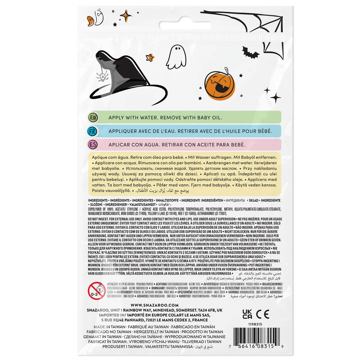Snazaroo Cute Halloween Temporary Tattoos (20 Pieces)