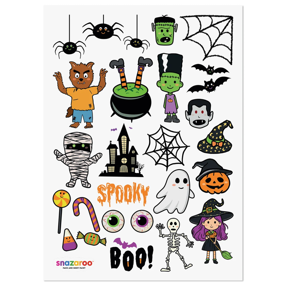 Snazaroo Cute Halloween Temporary Tattoos (20 Pieces)