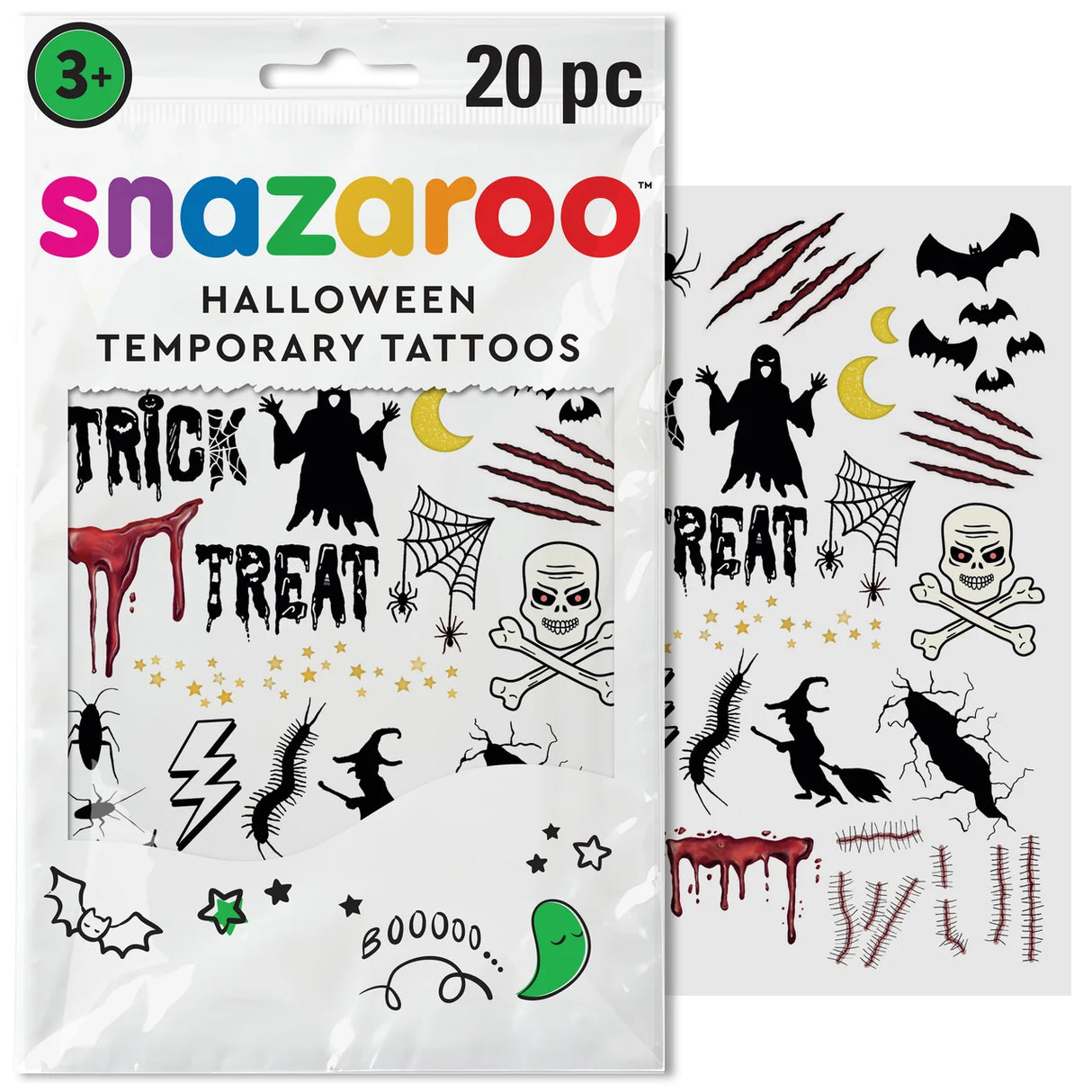 Snazaroo Spooky Halloween Temporary Tattoos (20 Pieces)