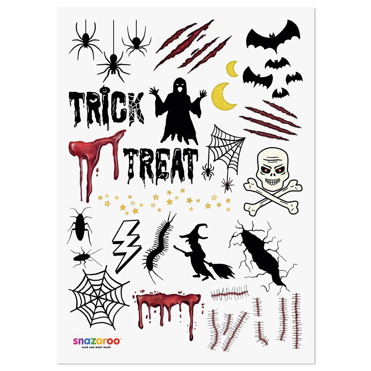 Snazaroo Spooky Halloween Temporary Tattoos (20 Pieces)