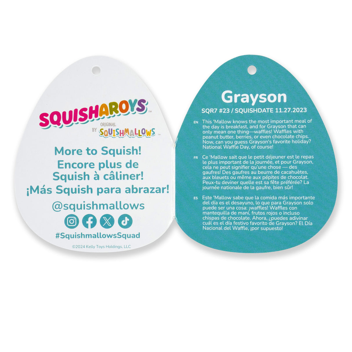 Squishmallows Squisharoys 7.5 Inch - Grayson the Light Blue Dino